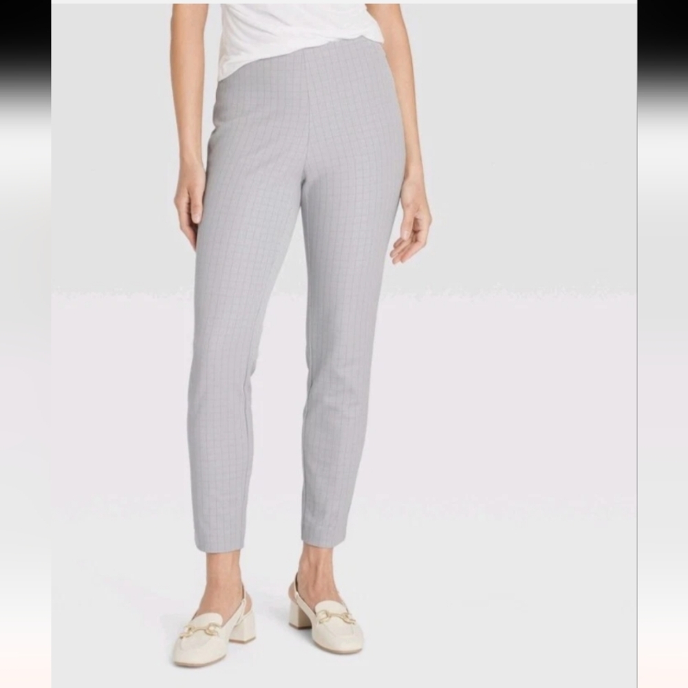 NWT A New Day Gray Trouser Stretch Slacks Side Zip Skinny Ankle sz6